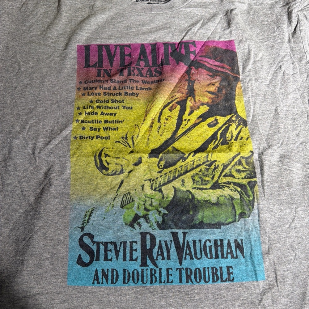 Stevie Ray Vaughan Graphic Gray T-Shirt